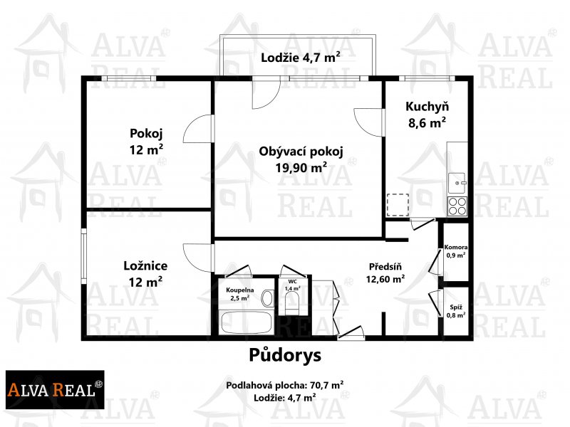 Image detail - Prodej družstevního bytu 3+1 o výměře 70,7 m², komora, spíž, sklep, lodžie 4,7 m², ul. Sevastopolská.